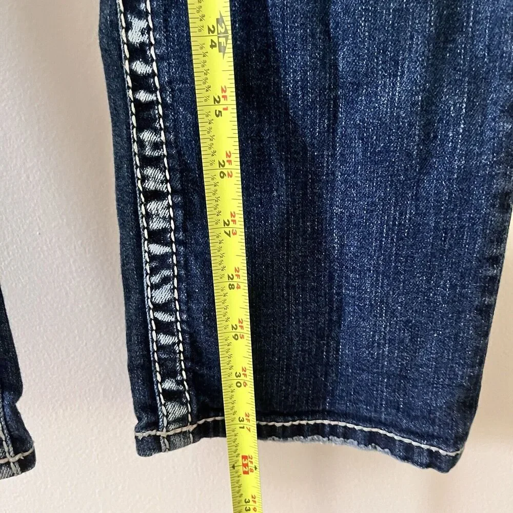 Silver Jeans Tuesday Low Capri Blue Denim Thick Stitch Country Western - Size 29 - Picture 6 of 11